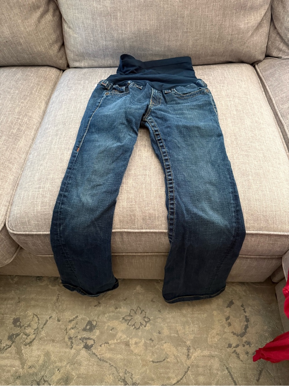 True Religion Maternity Skinny Jeans in Dark Blue with Black Waistband